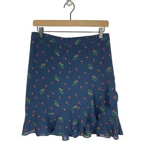 Banana Republic Factory | NWT Navy Blue Cherry Print Ruffle A-line Mini Skirt